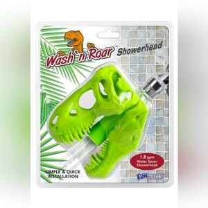 Wash N Roar Sculpted T-Rex Skull Shower Head | Lime Green New Sealed